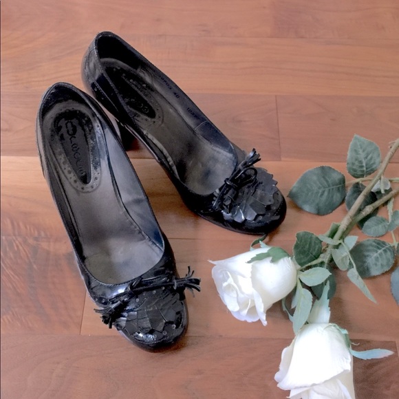 Shiny black real patent leather loafers with tassel & bow comfy block heels Eu39 - Picture 13 of 16